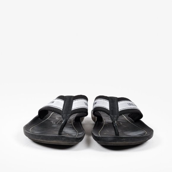 Louis Vuitton Black and White Canvas Flip Flops - Picture 3 of 11